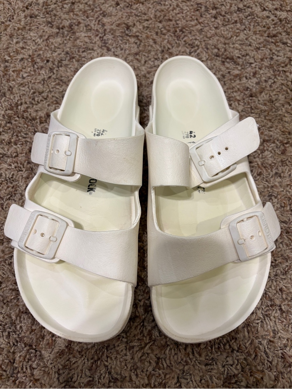 Birkenstock Men's White Two-Strap Buckle EVA Sandals size 42